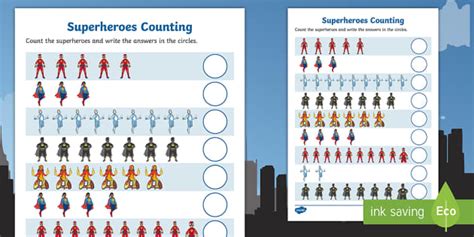 Superheroes Counting Sheet (teacher made) - Twinkl
