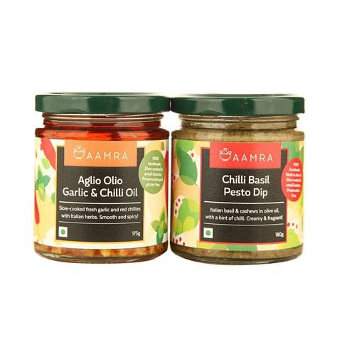 Italian Dip Combo of 2 - Aglio Olio Garlic & Chilli Oil , Chilli Basil ...