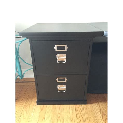 Pottery Barn Bedford 5 Drawer Corner Desk w/ File Cabinets in Black ...