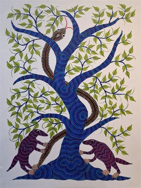 Shop For Authentic The Snake and Two Mongoose in Bhil Art