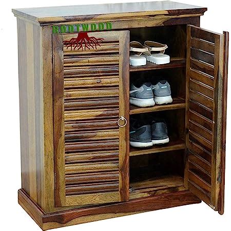 ROOTWOOD Sheesham Wooden Shoe Rack Storage for Home (Brown) : Amazon.in ...