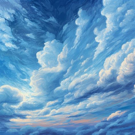 Painting of a large cloud filled sky with a boat in the water ...