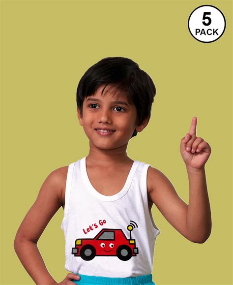 Buy T.T. Cool Kids Pack Of 5 Printed Pure Cotton Innerwear Vest ...