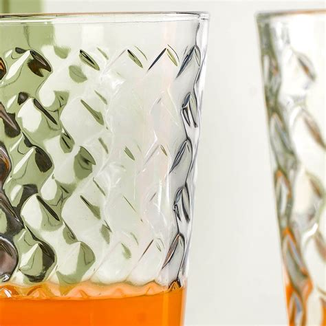 Textured Tall Tumbler Glass Set Of 6 450ml Online - Premium Tumbler ...