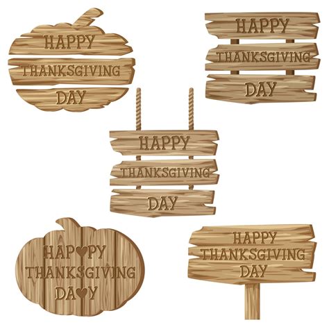Text Happy Thanksgiving Day with variety of wooden signs 2926776 Vector ...