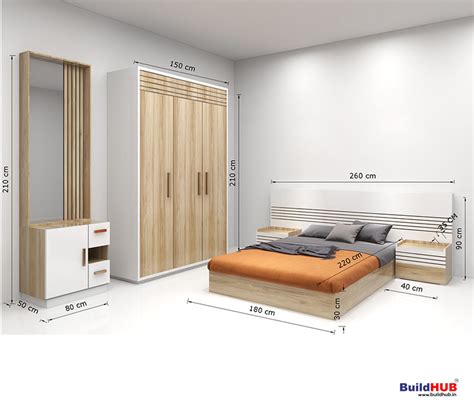 BH Modern Bedroom Set with Bed, 3-Door Wardrobe, Side Table, and ...