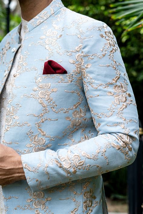 ER 2076 Pastel Sky BLue Prince Coat For Men – Edge Republic