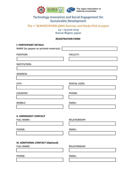 SEAMEO RIHED-JANU Seminar Registration Form - Fill Out, Sign & Share ...