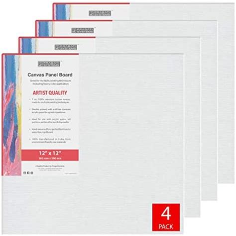 Pragati Systems® Medium Grain 12x12 Inch 7 Oz. Primed Canvas Board for ...