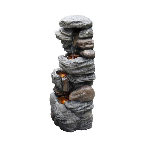 40 in. Schist Rock 3-Tier Rock Water Fountain with India | Ubuy