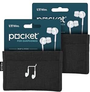 UT Wire [2 Pack Pocket Snap & Store Earphone Case Pouch, Black with ...