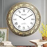 Buy Craftel Brass Embossed Wall Clock Decorative Round Clock for Living ...