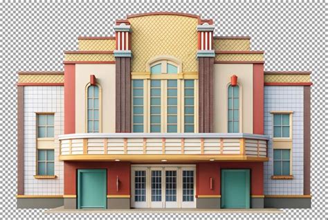 3d illustration facade cinema building with vibrant lights | Premium AI ...