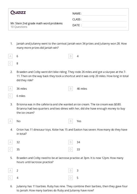 2Nd Grade Math Word Problems 的图像结果