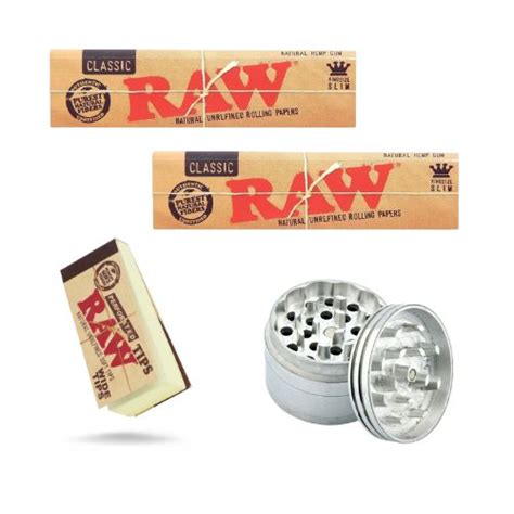 Combo of 2 Packs of Raw Classic Paper and a Raw Wide Tips with 40mm Me