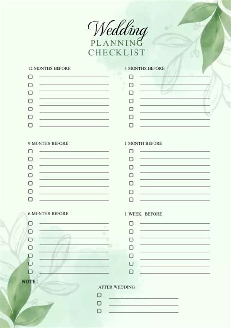 Image result for Downloadable Printable Wedding Checklist