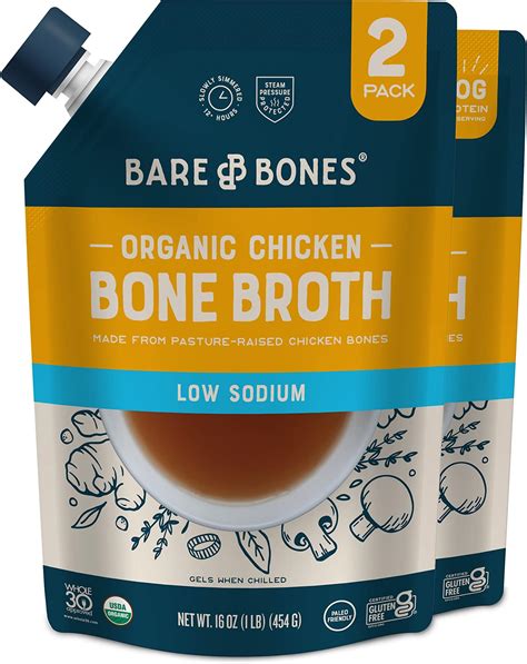 Amazon.com: Bare Bones Low Sodium Chicken Bone Broth for Cooking and ...