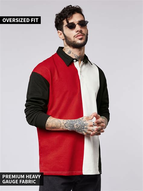 Buy Solids: Red, Black & White Oversized Polo Online