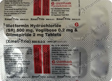 Xmet Trio 500mg/0.2mg/2mg Strip Of 10 Tablets: Uses, Side Effects ...