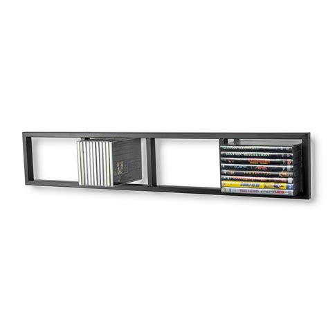 Black : Modern Cd DVD Wall Mount Media Rack Storage Metal Shelf ...