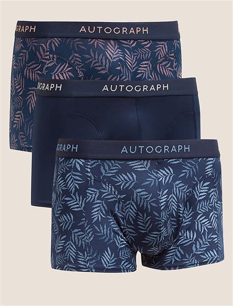 Buy 3pk Microskin Leaf Print Hipsters at Marks & Spencer