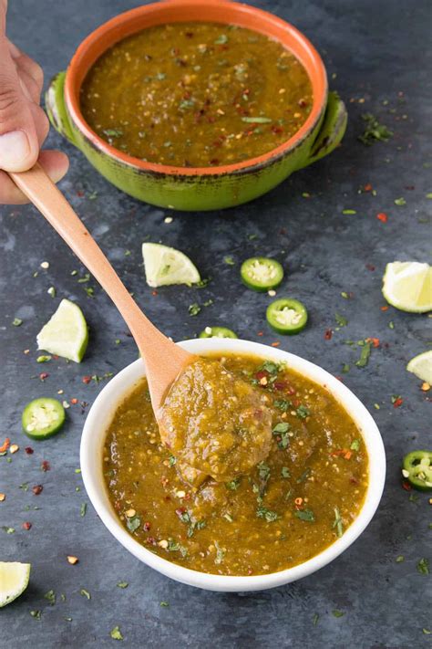 Homemade Green Enchilada Sauce with Roasted Tomatillos Recipe - Chili ...