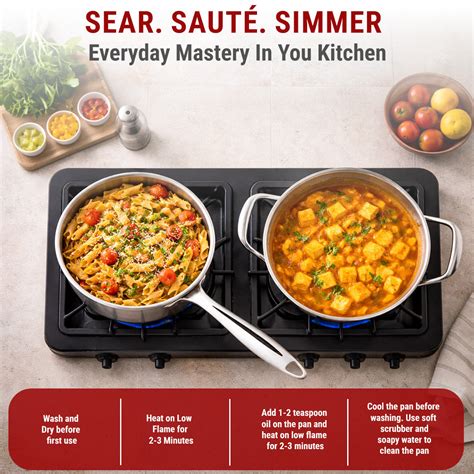 Triply Stainless Steel Tea Pan with Glass Lid | Triply Sauce Pan | Ind ...