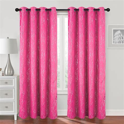 Amazon.com: Tony's collection Hot Pink Curtains for Girls Room Blackout ...