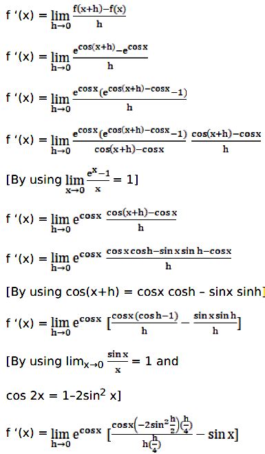 Image result for Differentiate Cos X From First Principles