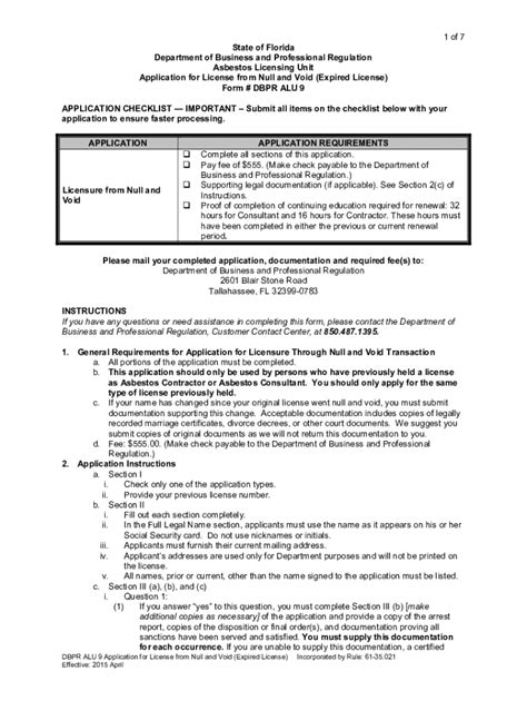 Fillable Online Asbestos License Application From Null and Void in ...