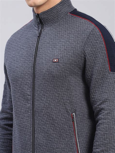 Buy Men Grey Solid Stand Collar Full Sleeve Tracksuits Online in India ...
