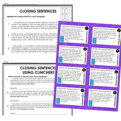 Writing Mini Lesson #7- CLOSING SENTENCES AND CLINCHERS | Rockin Resources