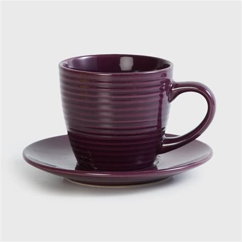 Buy Color Connect Purple Stoneware Cup And Saucer - 220ml from Home ...