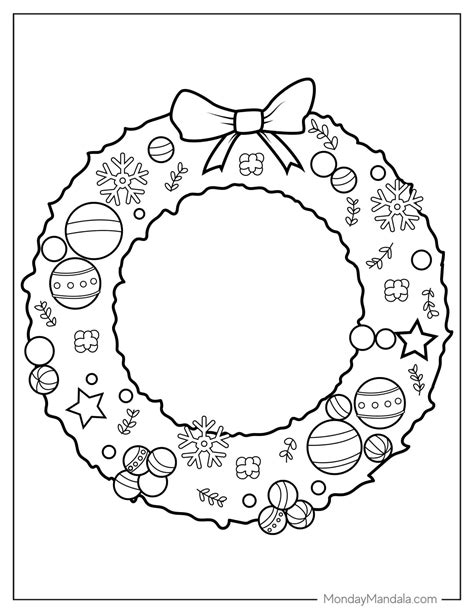 33 Christmas Wreath Coloring Pages (Free PDF Printables)