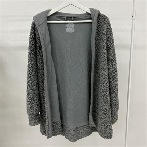 Oversized grey fuzzy teddy coat, xs/s - Depop