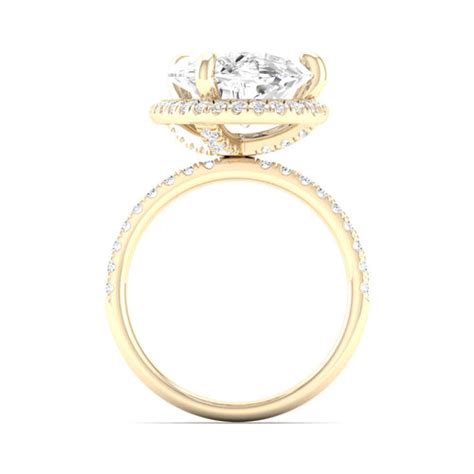 5 Ct. Center Pear Offset Hidden Halo Ring