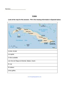 Geography in Spanish: Cuba Mapy Study & Basic Spanish Reading | TPT