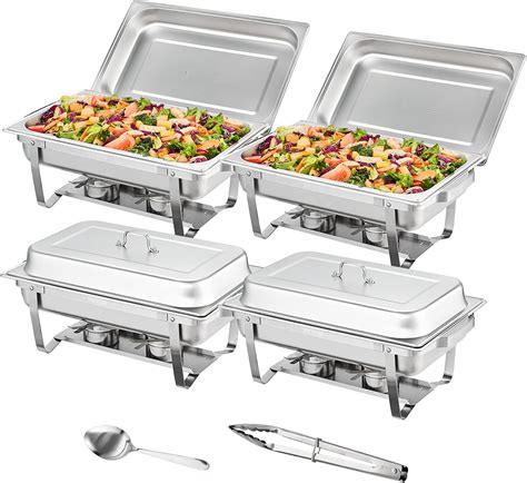 VEVOR Chauffe-Plat Lot de 4 Bacs 7,5 L Buffet Chauffant avec 8 Porte ...