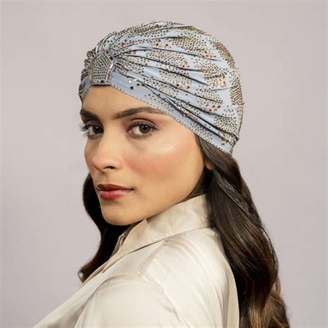 Buy Blue Turban - Golden Crystals | – Hair Drama Company