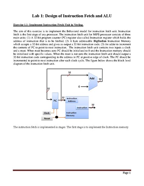 VLSI ARCHITECTURE Lab Assignment-1 - Lab 1 : Design of Instruction ...