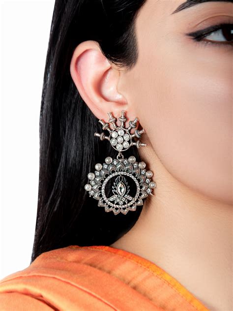 925 Sterling Silver Statement Kundan Earrings – Neeta Boochra Jewellery