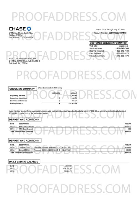 Order Editing utility bill CHASE Instant Delivery Custom info