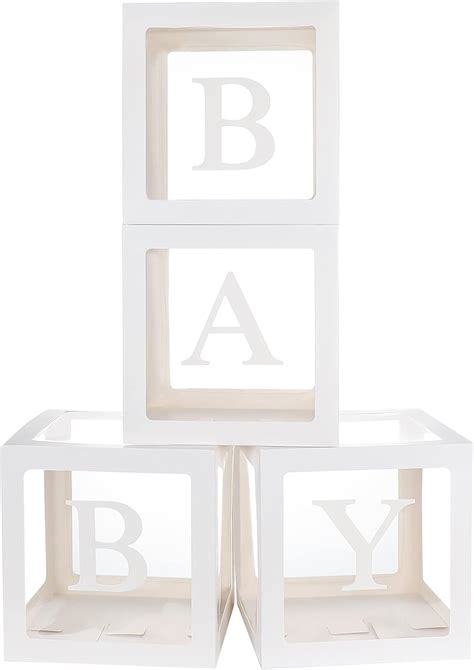 Buy JeuntGoo 4pcs Baby Boxes with Letters for Baby Shower, Clear Baby ...