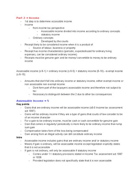 Assessable Income and Ordinary Income: Key Concepts in Tax Law (LAW101) - Studocu