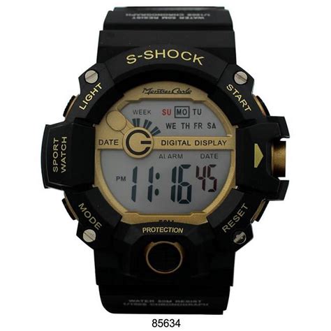 Montres Carlo 85634 5 ATM Water Resistant Black Rubber Strap LCD ...