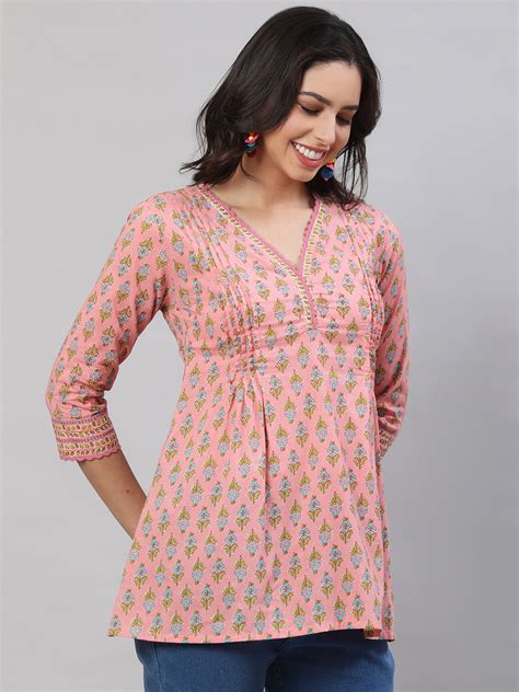 Printed 3/4 Sleeves Regular Pure Cotton Top – Trendphoria