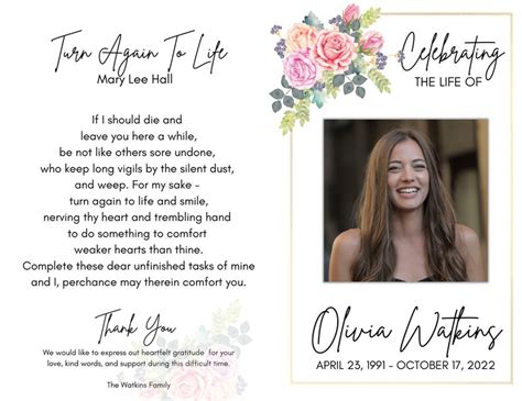 EDITABLE Funeral Program Template Instant Printable Download Memorial ...