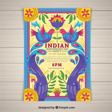 Colorful independence day of india poster | Free Vector
