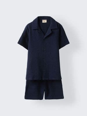 Buy Spunkies Kids Boys Solid Navy Blue Shirt & Shorts (Set of 2) (2-3 ...