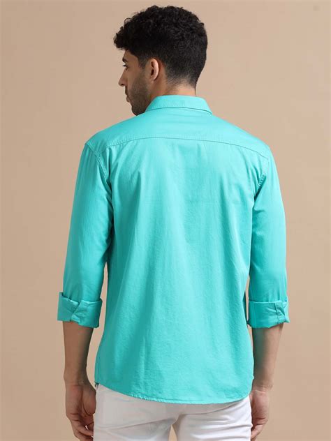 Buy Stylish Deep Teal Blue Shirt for Men Online